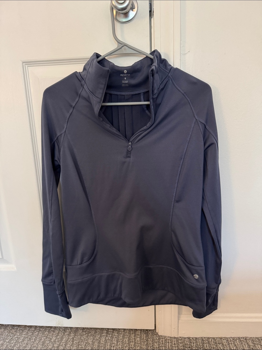 Apana Women's Long Sleeve Quarter-Zip Pullover - Dark Gray